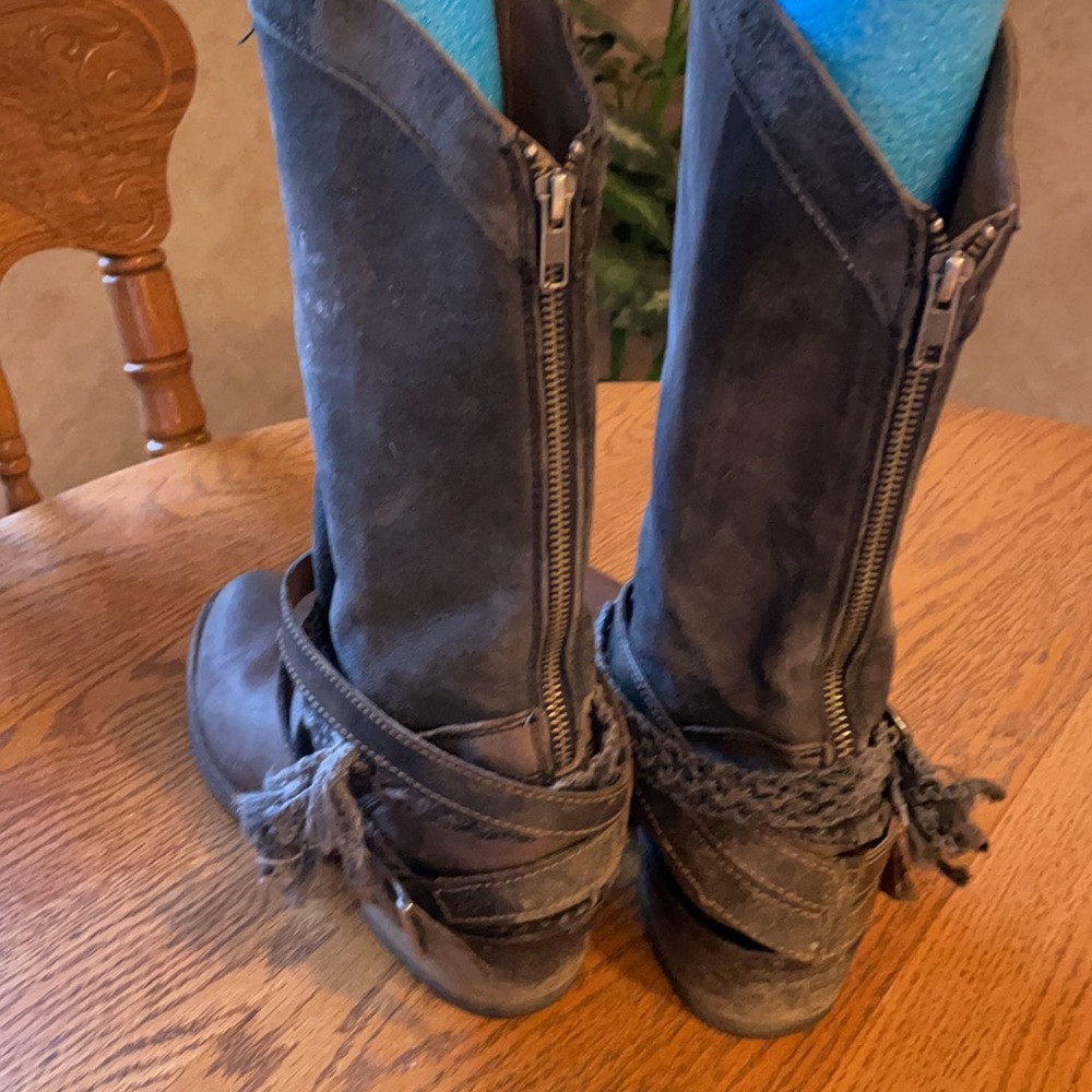 Corral Brown Suede Mid-Calf Heeled Boots - Picture 2 of 8